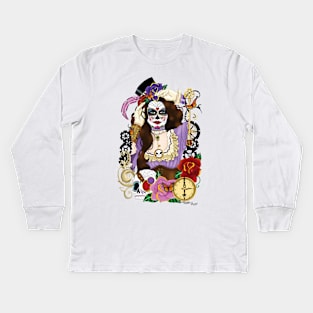 Steampunk Sugar Skull Kids Long Sleeve T-Shirt